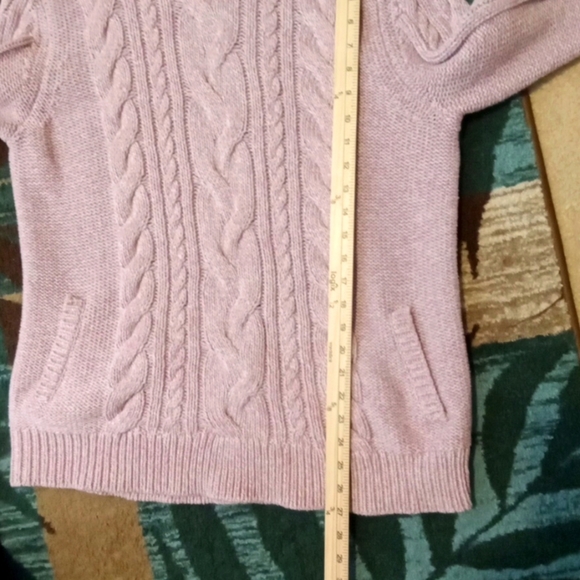 L.L. Bean Vintage Purple Pink Cable Knit Turtleneck Sweater Chunky Womens XL - Picture 8 of 8
